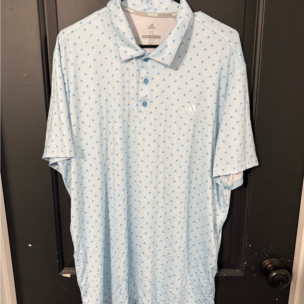 Adidas Men's Sky Blue Patterned Polo